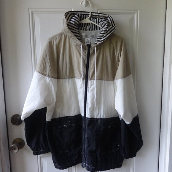 Jennifer Moore Activewear XL, nylon zip up hooded jacket 4 pockets like new - Picture 1 of 14